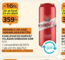 Auchan Karlovačko Horvát Világos Dobozos Sör ajánlat