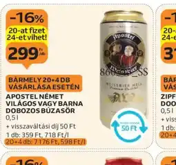 Auchan Apostel Német Világos vagy Barna Dobozos Búzasör ajánlat