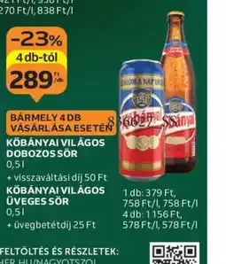 Auchan Kőbányai Világos Sör ajánlat