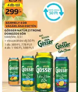Auchan Gösser Natur Zitrone Dobozos Sör ajánlat