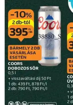 Auchan Coors dobozos sör ajánlat