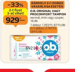 Auchan O.B. Original vagy Procomfort Tampon ajánlat