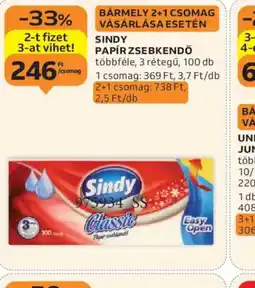 Auchan Sindy Pap 4086 Ft/kgr Zsebkendő ajánlat