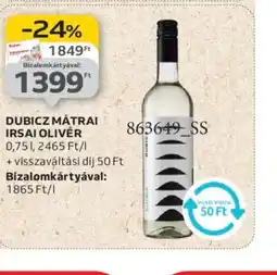 Auchan Dubicz Mátrai Irsai Olivér ajánlat