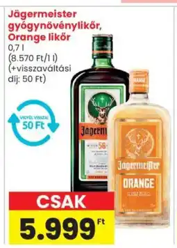 Spar Market Jägermeister gyógynövénylikőr, Orange likőr ajánlat