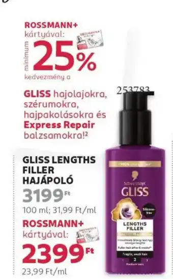Rossmann Gliss Lengths filler hajápoló ajánlat