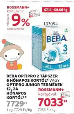 Rossmann Beba Optipro 2 tápszer 6 hónapos kortól ajánlat