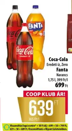 Coop Coca-Cola Eredeti íz, Zero Fanta Narancs ajánlat