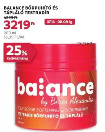 Rossmann Balance Börpuhító és tápláló testradír ajánlat