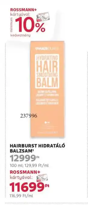 Rossmann Hairburst Hidratáló balzsam ajánlat