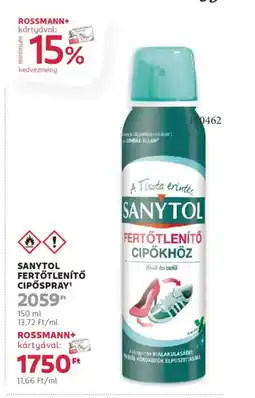 Rossmann Sanytol Fertőtlenítő cipőspray ajánlat