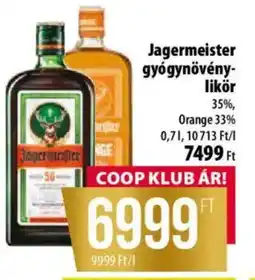 Coop Jagermeister gyógynövény- likör ajánlat