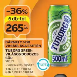 Auchan TUBORG GREEN VILÁGOS DOBOZOS SÖR ajánlat