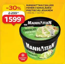Auchan MANHATTAN CSALÁDI FEHÉR CSOKOLÁDÉS-PISZTÁCIÁS JÉGKRÉM ajánlat