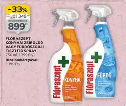 Auchan Flóraszept Konyhai Zsíroldó vagy Fürdőszobai Tisztító Spray ajánlat