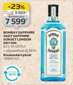Auchan BOMBAY SAPPHIRE VAGY SAPPHIRE SUNSET LONDON DRY GIN ajánlat