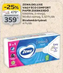 Auchan ZEWA DELUXE VAGY ECO COMFORT PAPÍR ZSEBKENDŐ ajánlat