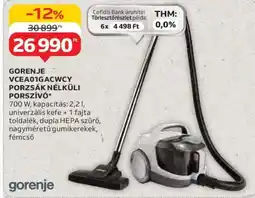 Auchan Gorenje VCEA01GACWCY Porzsák Nélküli Porszívó ajánlat