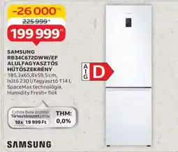 Auchan Samsung RB34C672DWW/EF Alulfagyasztós Hűtőszekrény ajánlat