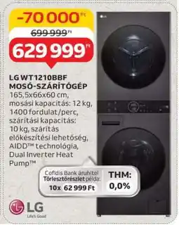 Auchan LG WT1210BBF MOSÓ-SZÁRÍTÓGÉP ajánlat