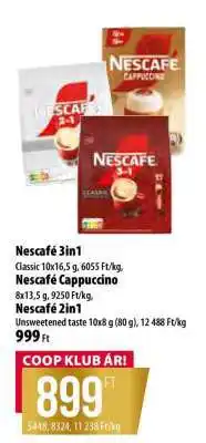 Coop Nescafé 3in1, Nescafé Cappuccino, Nescafé 2in1 ajánlat