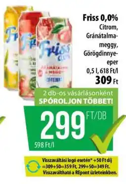 Coop Friss 0,0% Citrom, Gránátalma-meggy, Görögdinnye-eper ajánlat