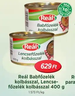 Real Reál Babfőzelék kolbásszal, Lencse- főzelék ajánlat