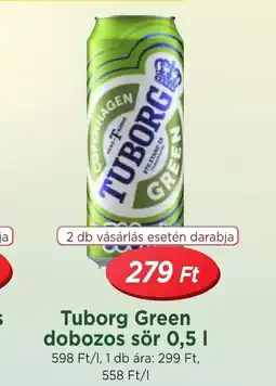 Real Tuborg Green dobozos sör ajánlat