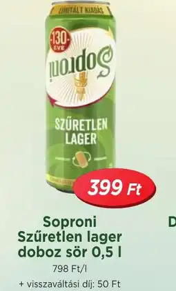 Real Soproni Szűretlen lager doboz sör ajánlat