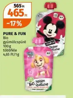 Müller Pure & Fun Bio gyümölcspüré ajánlat