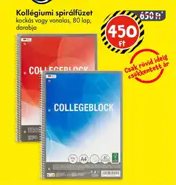 Tedi Kollégiumi spirálfüzet ajánlat