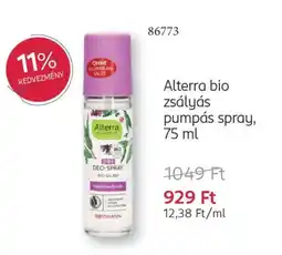 Rossmann Alterra bio zsályás pumpás pumpás spray, ajánlat