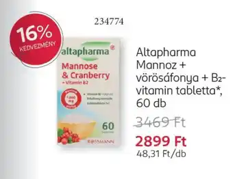 Rossmann Altapharma Mannoz + vörösáfonya + B2 ajánlat
