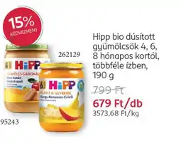 Rossmann Hipp bio dúsított gyümölcsök 4, 6, 8 hónapos ajánlat