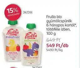 Rossmann Frulla bio gyümölcspürék 6 hónapos kortól ajánlat
