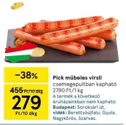 Tesco Pick műbeles virsli ajánlat