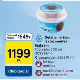 Tesco Gelatiamo Zero laktózmentes jégkrém ajánlat