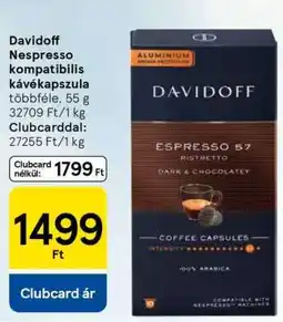 Tesco DAVIDOFF Nespresso kompatibilis kávékapszula ajánlat