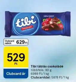 Tesco TIBI Táblás csokoládé ajánlat