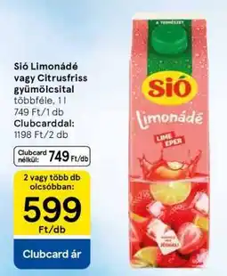 Tesco Sió limonádé vagy citrusfriss gyümölcsital ajánlat