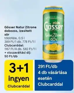 Tesco Gösser Natur Zitrone dobozos, ízesített sör ajánlat