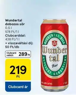 Tesco Wundertal dobozos sör ajánlat