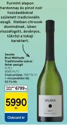 Tesco Sauska Brut Méthode Traditionelle száraz fehér pezsgő ajánlat