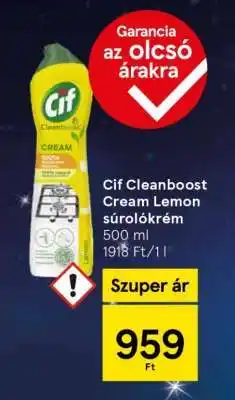 Tesco Cif Cleanboost Cream Lemon súrolókrém ajánlat
