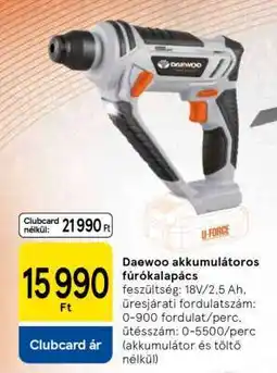Tesco Daewoo akkumulátoros fúrókalapács ajánlat