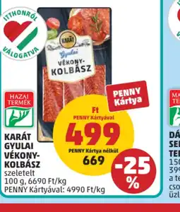 PENNY Karát Gyulai Vékonykolbász ajánlat