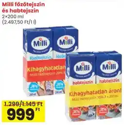 Spar Milli főzőtejszín és habtejszín ajánlat