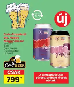 Spar Cute Grapefruit ale, Happy Meggy ale sör ajánlat