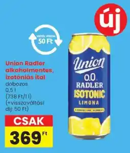Spar Union Radler alkoholmentes, izotóniás ital ajánlat