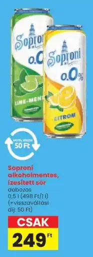 Spar Soproni alkoholmentes, ízesített sör ajánlat